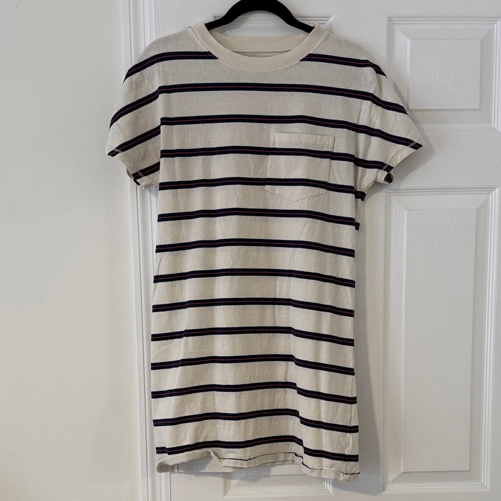 Red white and blue striped T shirt dress